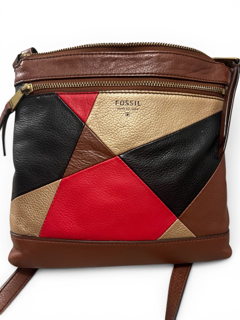 Fossil Fiona Geometric Colorblock Leather Crossbody Bag